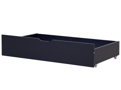 Navy Blue Solid Wood Underbed Storage Drawers with Wheels - Set of 2