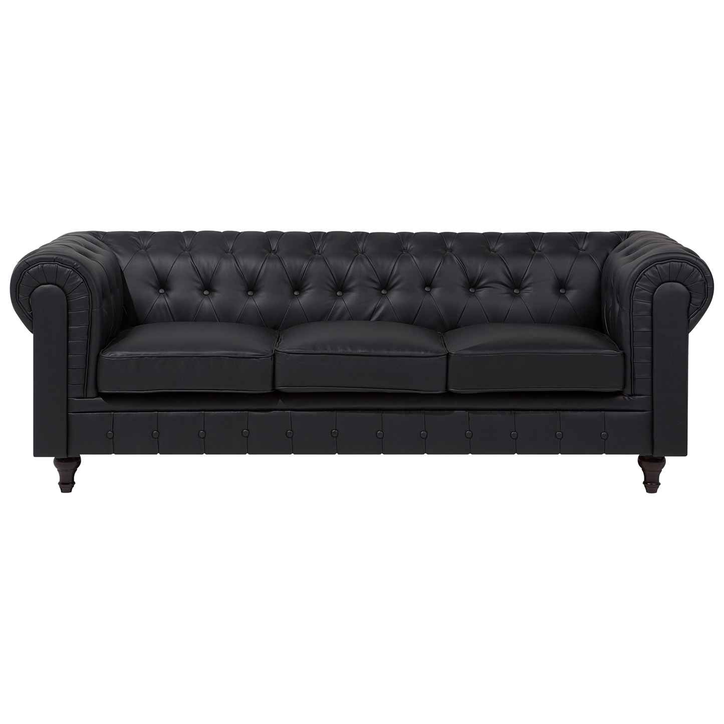 Chesterfield Black Faux Leather 6-Seater Corner Sofa