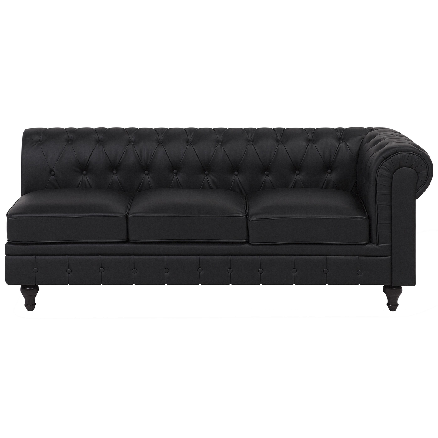 Chesterfield Black Faux Leather 6-Seater Corner Sofa