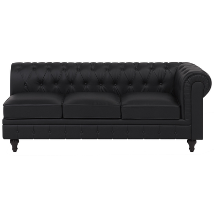 Chesterfield Black Faux Leather 6-Seater Corner Sofa