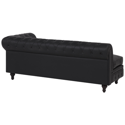 Chesterfield Black Faux Leather 6-Seater Corner Sofa