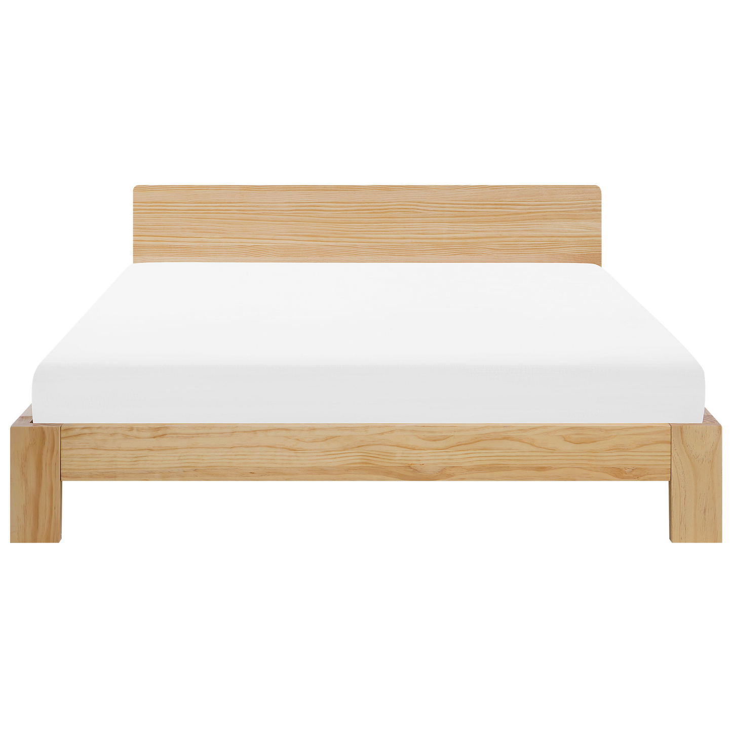 Minimalist Light Pine Super King Bed Frame with Slatted Headboard