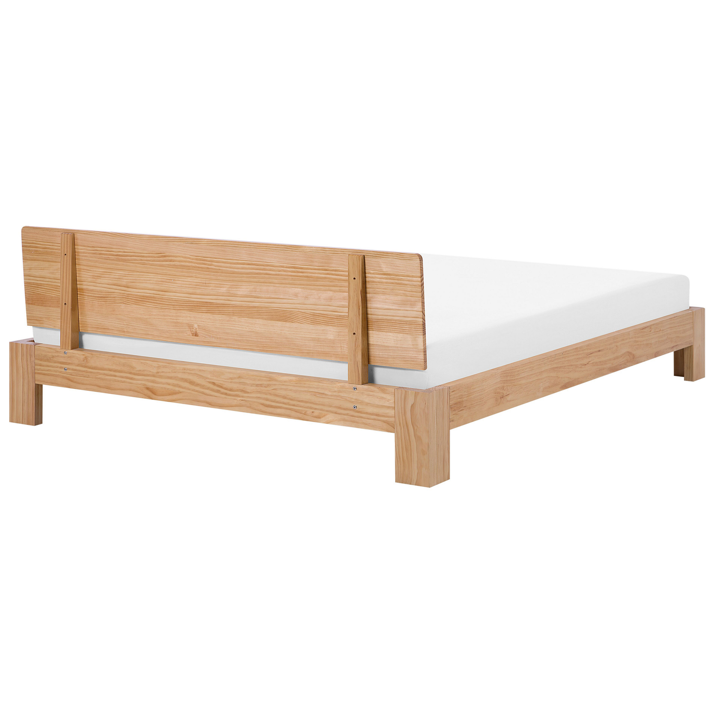 Minimalist Light Pine Super King Bed Frame with Slatted Headboard