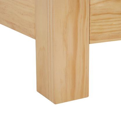 Minimalist Light Pine Super King Bed Frame with Slatted Headboard