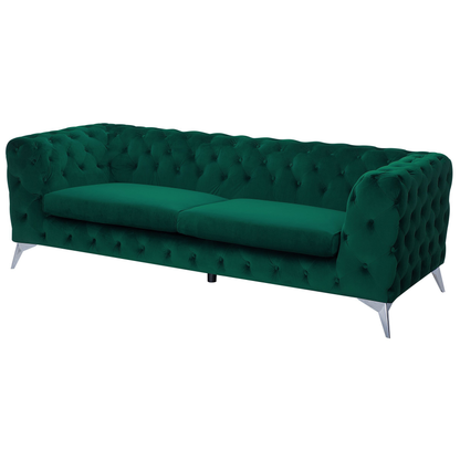 Emerald Green Velvet Chesterfield 3-Seater Sofa