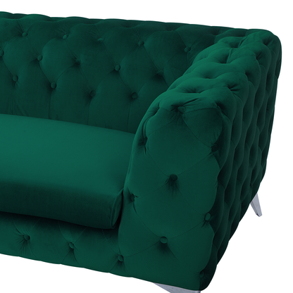 Emerald Green Velvet Chesterfield 3-Seater Sofa