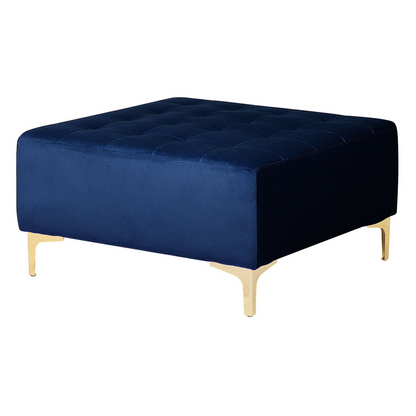 Navy Blue Velvet L-Shaped Sofa Bed with Ottoman & Chaise