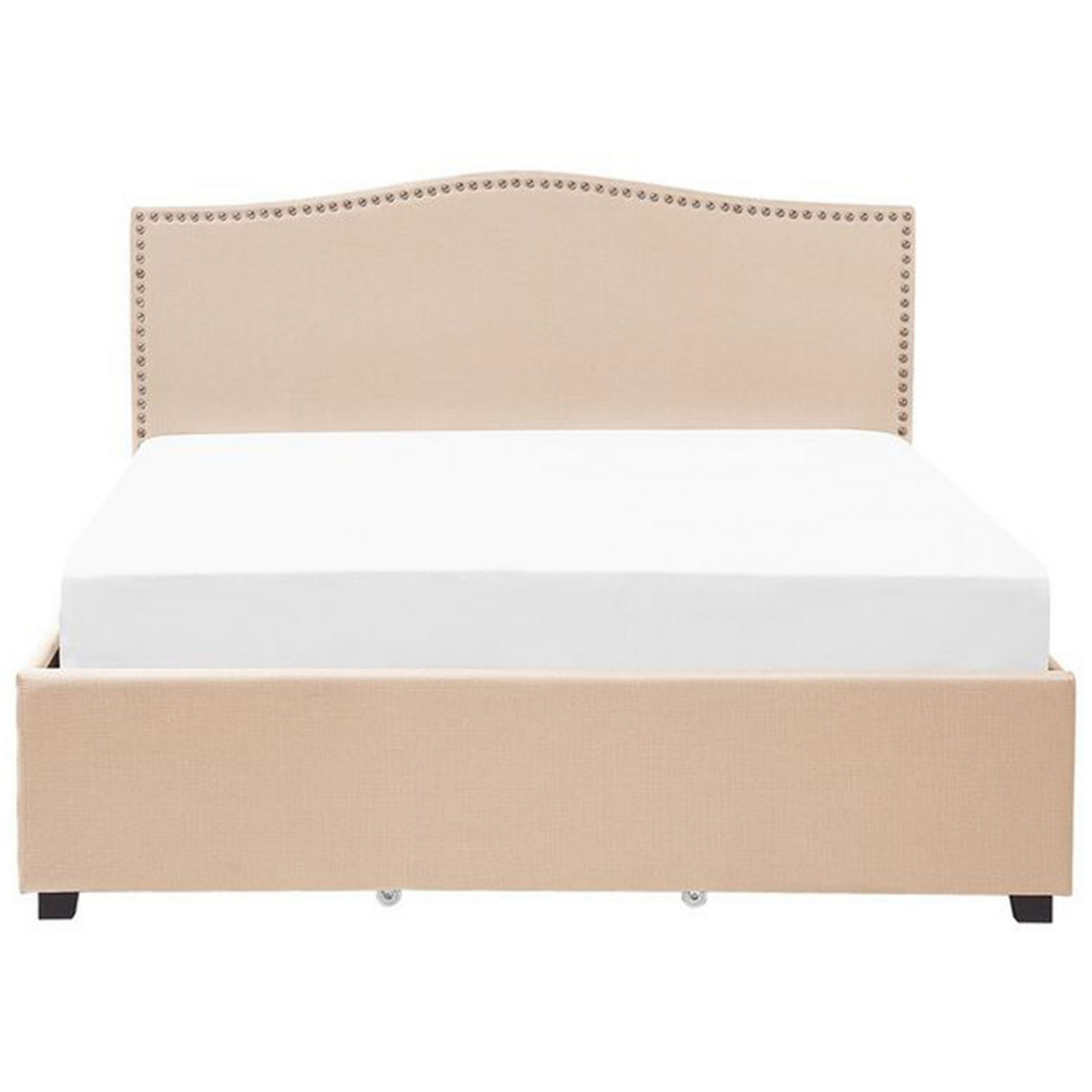 Beige Upholstered Super King Bed Frame with Storage Drawers
