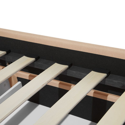 Beige Upholstered Super King Bed Frame with Storage Drawers