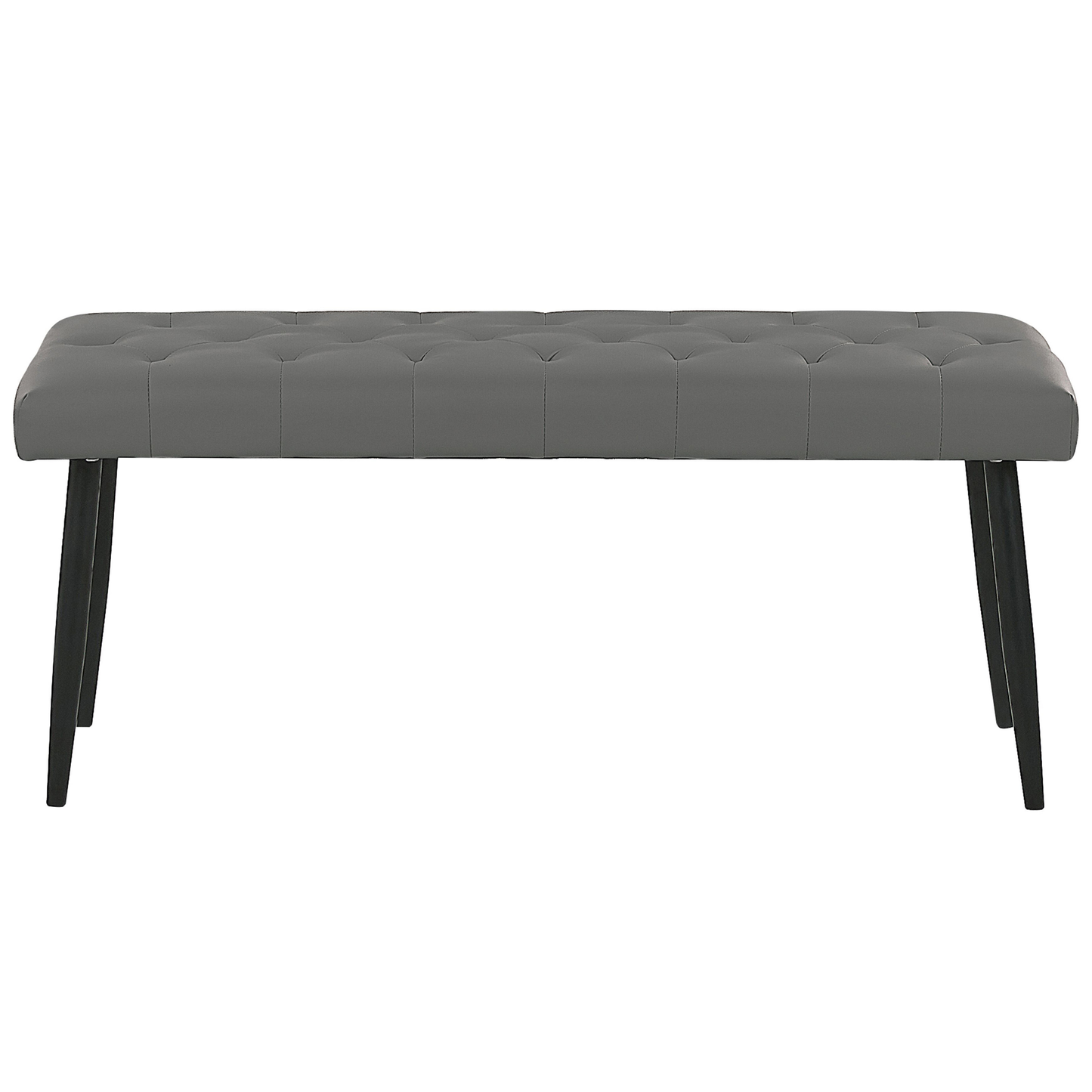 Grey Faux Leather Bedroom Bench with Metal Legs & Buttoned Design