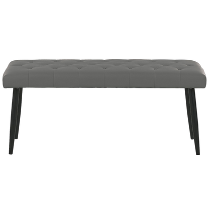 Grey Faux Leather Bedroom Bench with Metal Legs & Buttoned Design