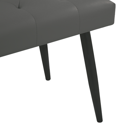 Grey Faux Leather Bedroom Bench with Metal Legs & Buttoned Design