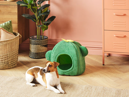 Cactus Shaped Felt Pet Bed in Green Corduroy