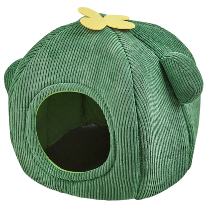 Cactus Shaped Felt Pet Bed in Green Corduroy