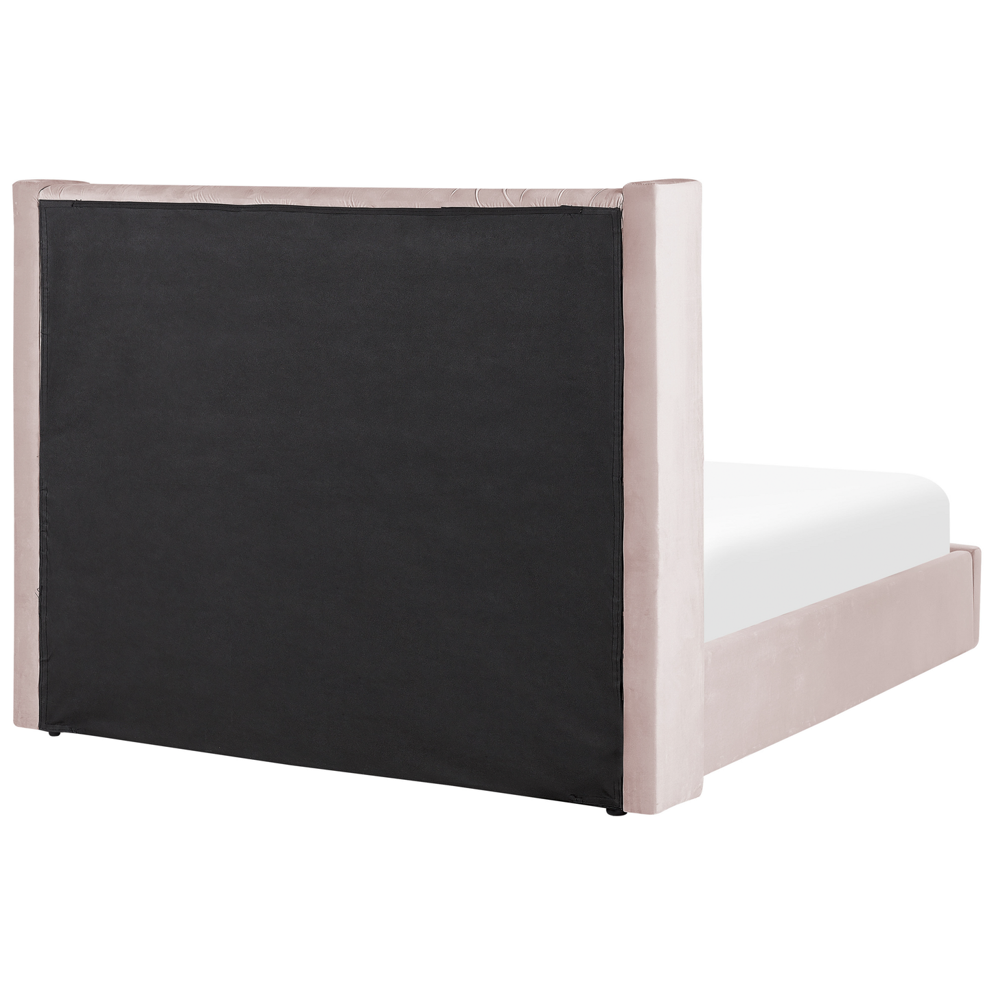 Pink Velvet Double Bed Frame with Storage & High Headboard