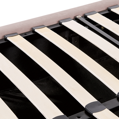 Pink Velvet Double Bed Frame with Storage & High Headboard