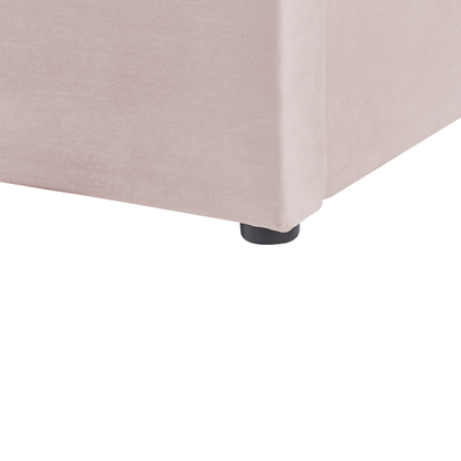 Pink Velvet Double Bed Frame with Storage & High Headboard