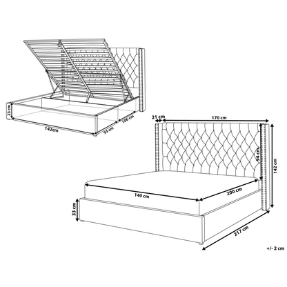 Pink Velvet Double Bed Frame with Storage & High Headboard