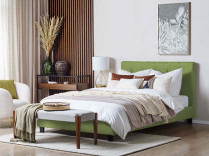 Luxurious Green Fabric EU King Size Waterbed with Padded Headrest