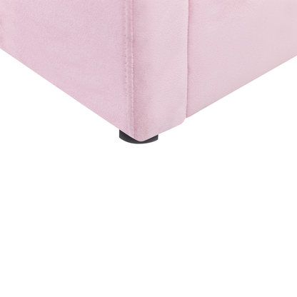Pink Velvet Ottoman Bed with Storage & Retro Half-Round Headboard
