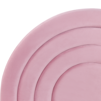 Pink Velvet Ottoman Bed with Storage & Retro Half-Round Headboard