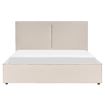 Beige Fabric King Size Ottoman Bed with Storage & Slatted Frame