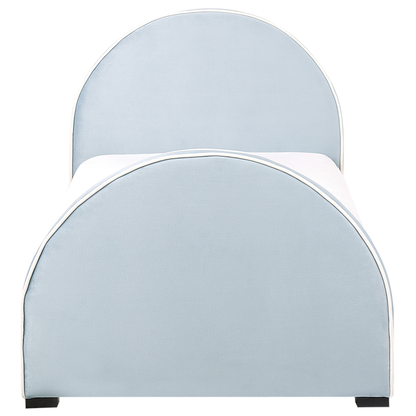 Light Blue Velvet Kids Bed with Upholstered Headrest 3ft
