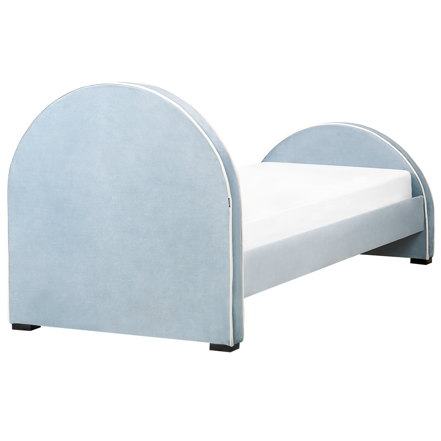 Light Blue Velvet Kids Bed with Upholstered Headrest 3ft