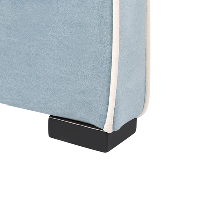 Light Blue Velvet Kids Bed with Upholstered Headrest 3ft