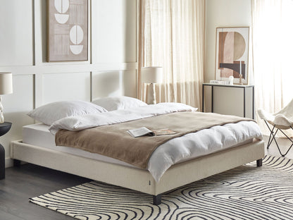 Luxurious Cream Boucle Super King Bed Frame - No Headboard