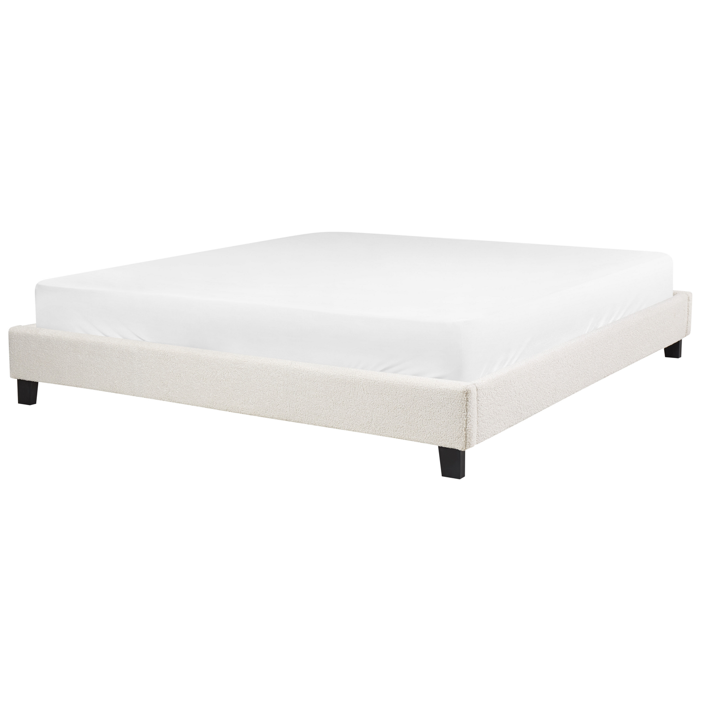 Luxurious Cream Boucle Super King Bed Frame - No Headboard