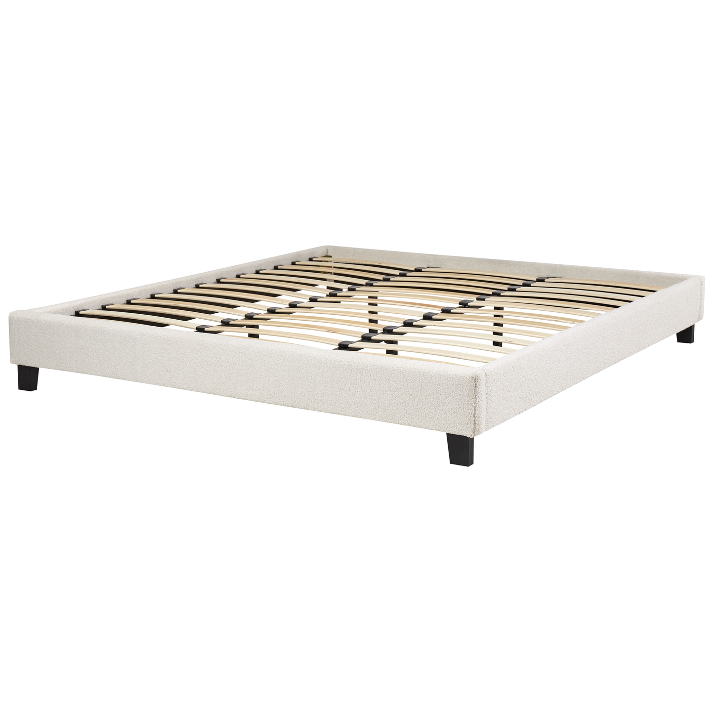 Luxurious Cream Boucle Super King Bed Frame - No Headboard
