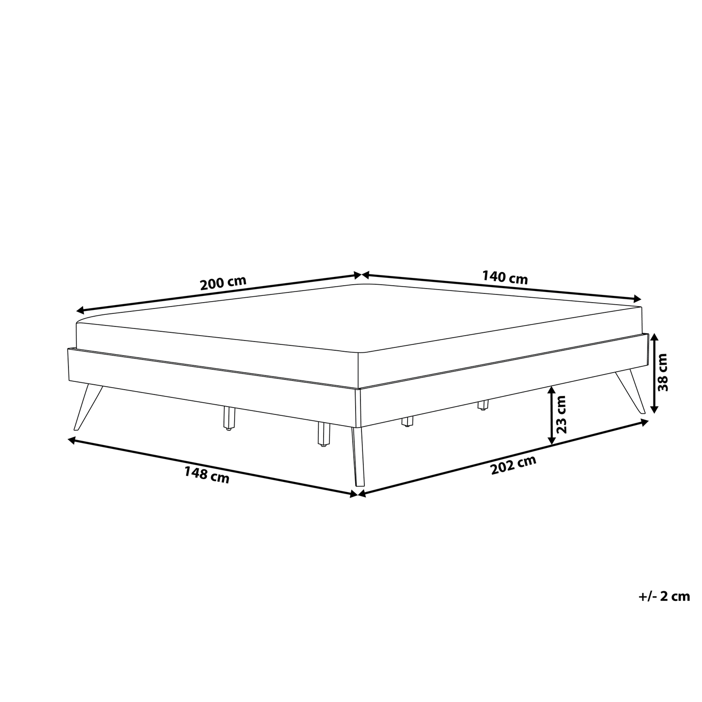 Scandinavian Minimalist Double Bed Frame in Light Wood MDF