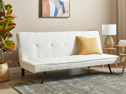 White Boucle 3-Seater Sofa Bed - Chic Click-Clack Design
