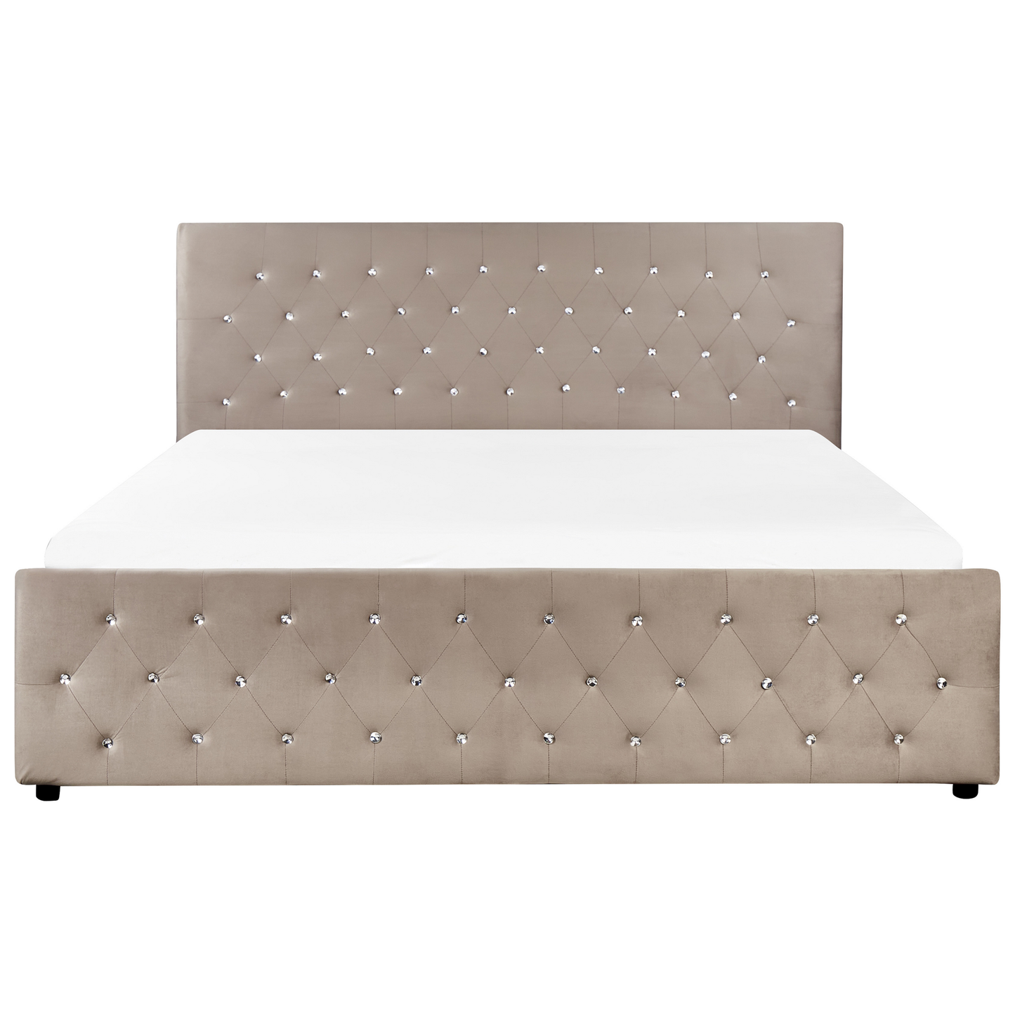 Luxurious Taupe Velvet Super King Bed Frame with Storage