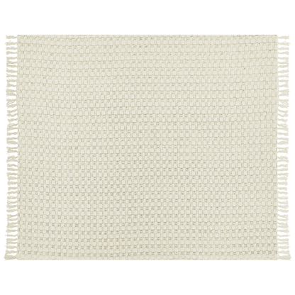 Elegant White Cotton Bedspread with Tassels - 200 x 220 cm