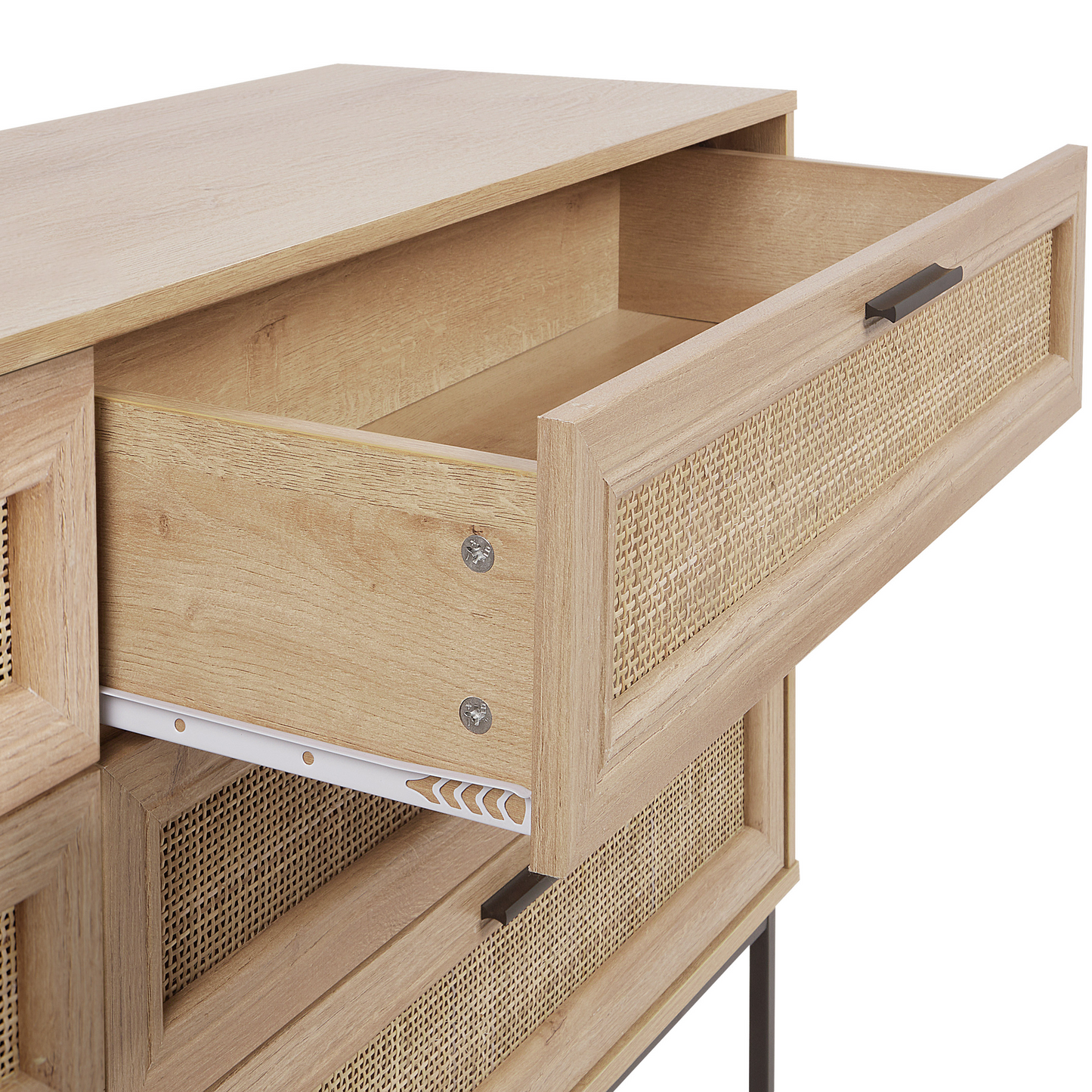 Boho Rattan 6-Drawer Chest with Metal Legs