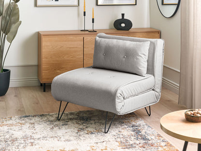 Light Grey Armless Sofa Bed with Cushion & Black Legs