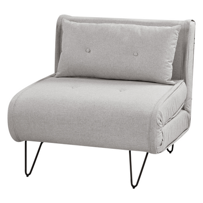 Light Grey Armless Sofa Bed with Cushion & Black Legs