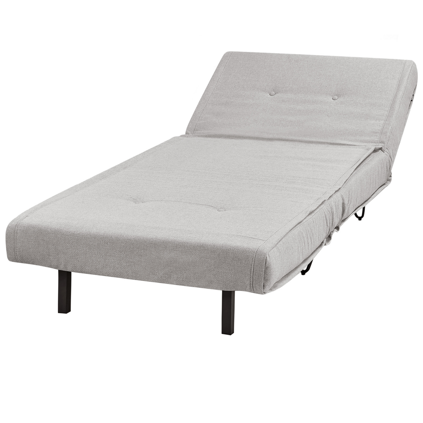 Light Grey Armless Sofa Bed with Cushion & Black Legs