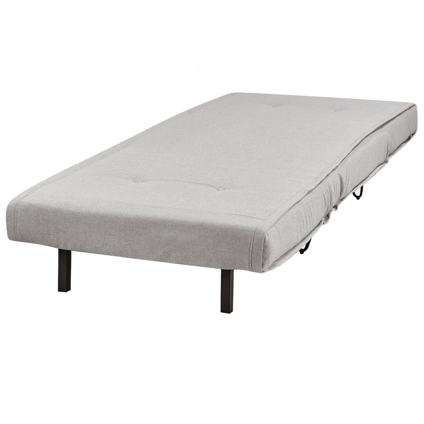 Light Grey Armless Sofa Bed with Cushion & Black Legs