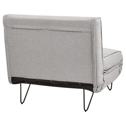 Light Grey Armless Sofa Bed with Cushion & Black Legs