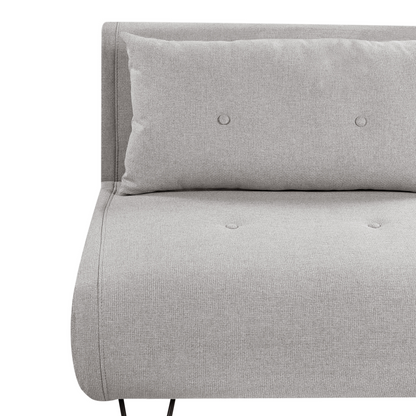 Light Grey Armless Sofa Bed with Cushion & Black Legs