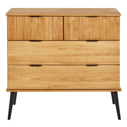 Modern 4-Drawer Pine Wood Chest for Stylish Living Spaces