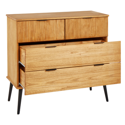 Modern 4-Drawer Pine Wood Chest for Stylish Living Spaces
