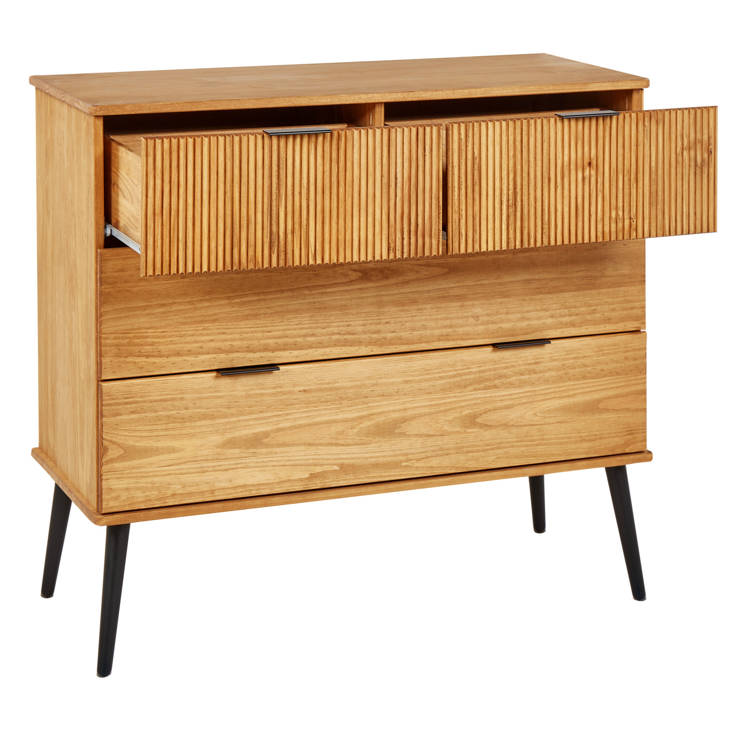 Modern 4-Drawer Pine Wood Chest for Stylish Living Spaces