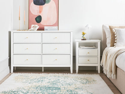 Chic White 6 Drawer Chest with Gold Handles for Elegant Storage