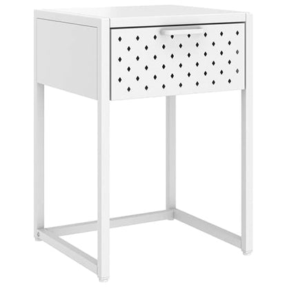 White Steel Bedside Cabinet with 1 Drawer – Durable and Functional Nightstand