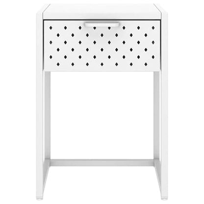 White Steel Bedside Cabinet with 1 Drawer – Durable and Functional Nightstand