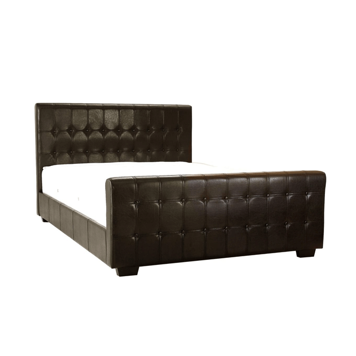Beverley Brown Leather Effect Super Kingsize Bed with Elegant Button Detailing